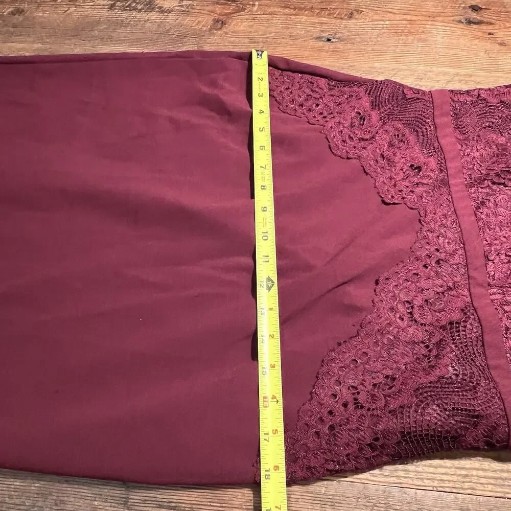 Y2K Whimsigoth Burgundy Slip Dress Sheer Lace Dark Fairy Romantic Witchy Vamp XL - Picture 15 of 16